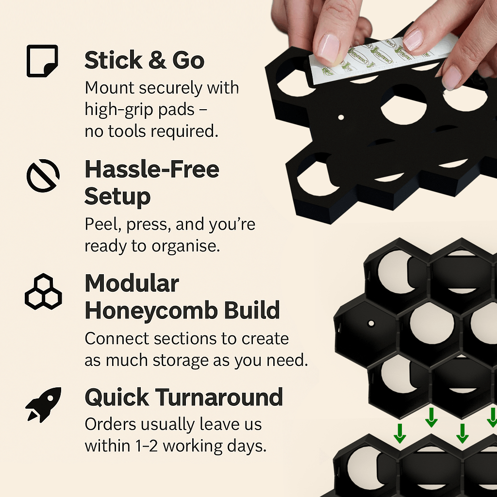 Citadel Paint Storage for 40k: 32mm Hex Wall & Desk Organiser (MODULAR) - Fat Dwarf