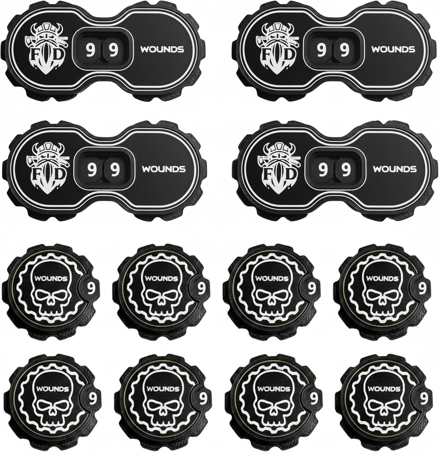 Tabletop Wound Counter Set, 12 Premium Counters - Fat Dwarf