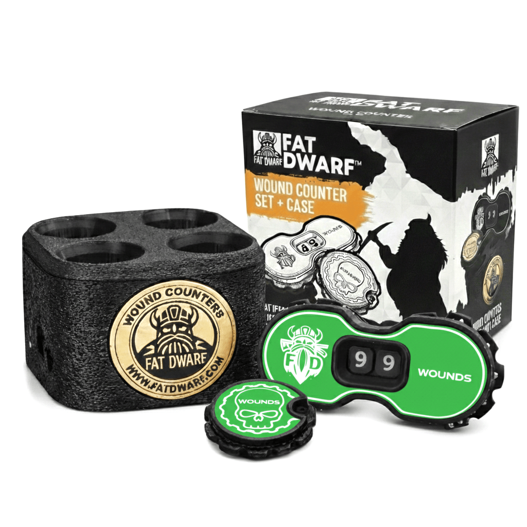 Tabletop Wound Counter Set, 12 Premium Counters - Fat Dwarf