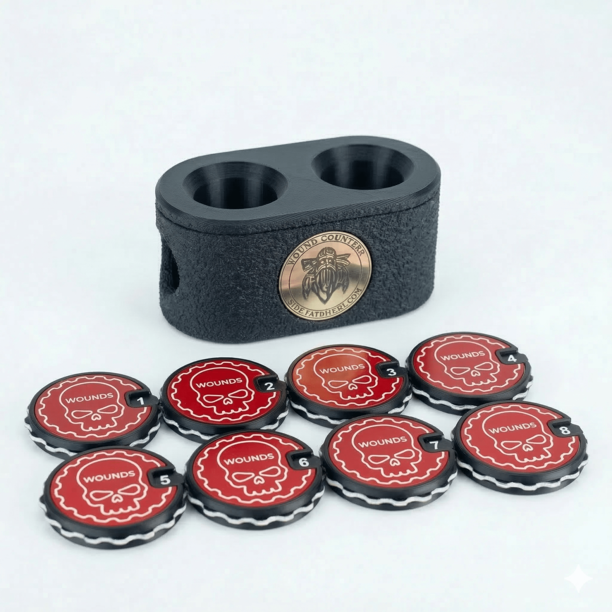 Tabletop Wound Tracker Set – x8 16 Wounds Counters - Fat Dwarf